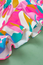 Load image into Gallery viewer, Multicolour Abstract Print Notched Neck Flutter Sleeve Blouse