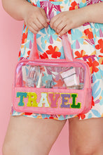 Load image into Gallery viewer, Black TRAVEL Chenille Letter Clear PVC Makeup Bag