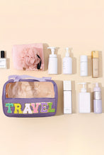 Load image into Gallery viewer, Black TRAVEL Chenille Letter Clear PVC Makeup Bag