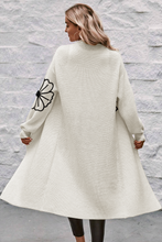 Load image into Gallery viewer, Beige Flower Embroidered Drop Shoulder Open Front Duster Cardigan