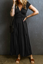 Load image into Gallery viewer, Phalaenopsis Short Sleeve Shirred High Waist V Neck Maxi Dress
