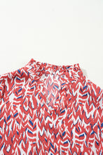 Load image into Gallery viewer, Orange Abstract Print V Neck Pleated High Waist Midi Dress