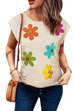 Load image into Gallery viewer, White Flower Crochet Round Neck Knitted Top