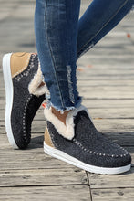 Load image into Gallery viewer, Carbon Grey Suede Stitching Patchwork Plush Lined Anklet Boots
