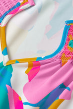 Load image into Gallery viewer, Multicolour Abstract Print Notched Neck Flutter Sleeve Blouse