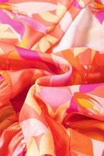 Load image into Gallery viewer, Orange Abstract Print Ruffled Sleeve V Neck Dress