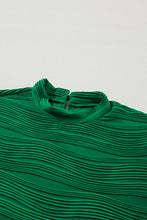 Load image into Gallery viewer, Dark Green Wavy Textured Mock Neck Cap Sleeve Top