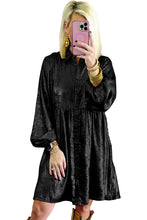 Load image into Gallery viewer, Apricot Metallic Sheen Puff Sleeve Button Up Mini Shirt Dress