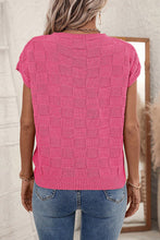 Load image into Gallery viewer, Dusty Pink Lattice Textured Knit Short Sleeve Sweater
