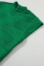 Load image into Gallery viewer, Dark Green Wavy Textured Mock Neck Cap Sleeve Top