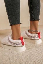Load image into Gallery viewer, White Embroidered Sherpa Plush Thick Sole Winter Slippers