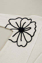 Load image into Gallery viewer, Beige Flower Embroidered Drop Shoulder Open Front Duster Cardigan