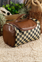 Load image into Gallery viewer, Black Checkered PU Leather Zipper Makeup Bag