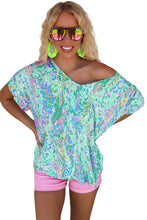 Load image into Gallery viewer, Sky Blue Loose Painted Floral Tee