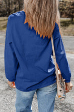 Load image into Gallery viewer, Dark Blue GAME DAY Glitter Detail Ribbed Drop Shoulder Sweatshirt