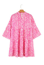 Load image into Gallery viewer, Bright Pink Leopard Printed Long Sleeve Buttoned Front Mini Dress