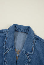 Load image into Gallery viewer, Sail Blue Side Pockets Lapel Collar Denim Jacket