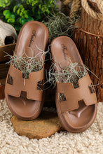 Load image into Gallery viewer, Beige Cutout Design Open Toe Platform Slippers (Run Small, Size Up)