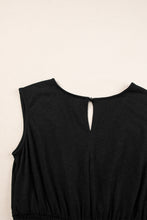 Load image into Gallery viewer, Black Shirred High Waist Sleeveless V Neck Jumpsuit