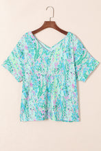 Load image into Gallery viewer, Sky Blue Loose Painted Floral Tee