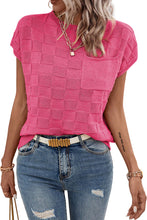 Load image into Gallery viewer, Dusty Pink Lattice Textured Knit Short Sleeve Sweater