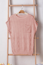 Load image into Gallery viewer, Dusty Pink Lattice Textured Knit Short Sleeve Sweater