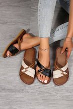 Load image into Gallery viewer, Black Criss Cross PU Leather Flat Slippers