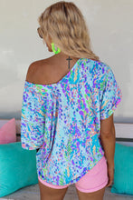 Load image into Gallery viewer, Sky Blue Loose Painted Floral Tee