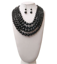 Load image into Gallery viewer, Midnight Black 5 Strand Graduated Pearl Necklace