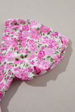 Load image into Gallery viewer, Pink Plus Size Floral Print Smocked Puff Sleeve Dress