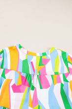 Load image into Gallery viewer, Orange Abstract Print Ruffled Sleeve V Neck Dress