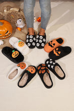 Load image into Gallery viewer, White Halloween Pumpkin Print Plush Slippers (Runs Small, Size Up)