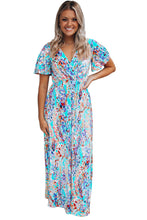 Load image into Gallery viewer, Rose Wrap V Neck Floral Maxi Dress