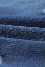 Load image into Gallery viewer, Blue Lapel Distressed Raw Hem Buttons Denim Jacket