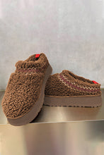 Load image into Gallery viewer, White Embroidered Sherpa Plush Thick Sole Winter Slippers