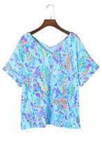 Load image into Gallery viewer, Sky Blue Loose Painted Floral Tee