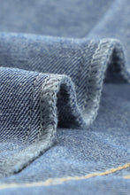 Load image into Gallery viewer, Blue Lapel Distressed Raw Hem Buttons Denim Jacket