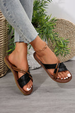 Load image into Gallery viewer, Black Criss Cross PU Leather Flat Slippers