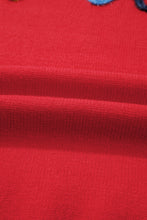 Load image into Gallery viewer, Fiery Red Tinsel merry Pattern Drop Shoulder Plus Size Sweater