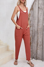 Load image into Gallery viewer, Gold Flame Side Pockets Harem Pants Sleeveless V Neck Jumpsuit