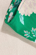 Load image into Gallery viewer, Green Floral Print Bubble Sleeve Smocked Tiered Midi Dress