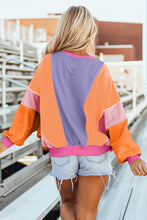 Load image into Gallery viewer, Dark Green Colorblock Patchwork Exposed Stitching Oversize Top