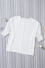 Load image into Gallery viewer, White Smocked Wrist Shift Top