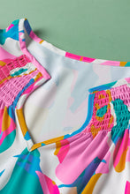Load image into Gallery viewer, Multicolour Abstract Print Notched Neck Flutter Sleeve Blouse