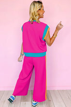 Load image into Gallery viewer, Strawberry Pink Color Block Detail Casual Two-piece Set