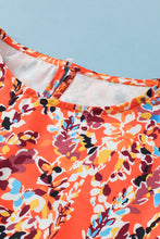 Load image into Gallery viewer, Orange Floral Printed Ruffle Sleeve Curvy Babydoll Blouse -PLUS