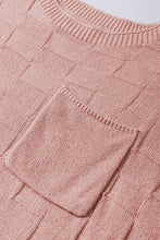 Load image into Gallery viewer, Dusty Pink Lattice Textured Knit Short Sleeve Sweater