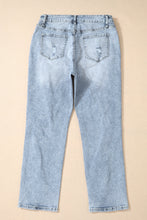 Load image into Gallery viewer, Sky Blue Light Wash Frayed Slim Fit High Waist Jeans