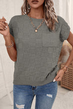 Load image into Gallery viewer, Dusty Pink Lattice Textured Knit Short Sleeve Sweater