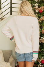 Load image into Gallery viewer, Beige Tinsel Holly Jolly Graphic Classic Sweater